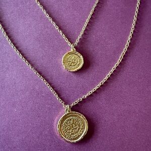 Source Unknown Gold Double Coin Necklace